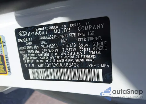 2017 Hyundai Tucson Sport from USA, damaged, VIN KM8J33A26HU488402